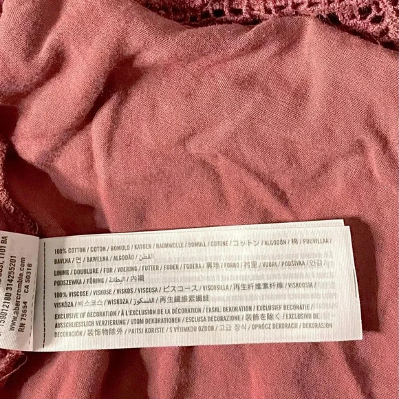 ABERCROMBIE & FITCH | Dusty Rose Eyelet Crochet Smoked Back Dress Size L - Picture 10 of 10